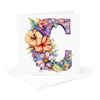 3dRose, Bright Beautiful Flower Monogram C, 1 Greeting Card with envelope