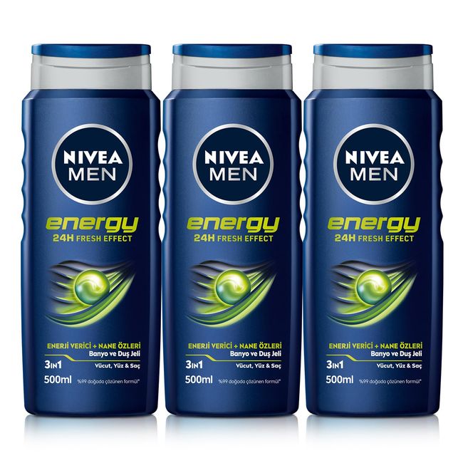 Nivea Duş Şamp Energy Erkek 500Ml X3