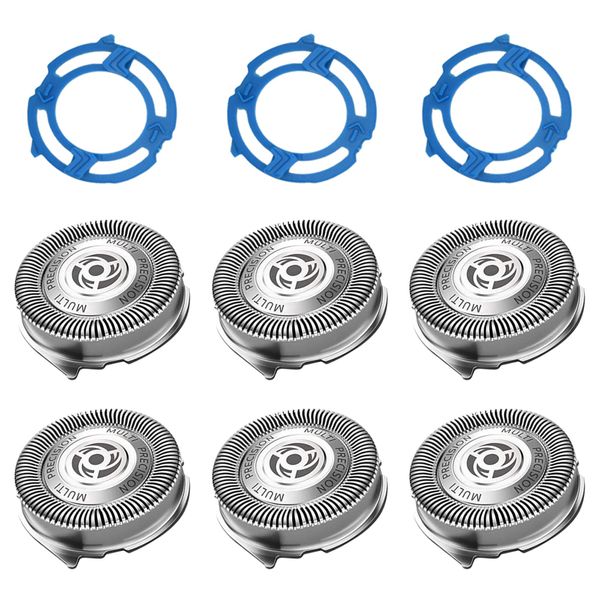 SH50 Replacement Heads with Blade Retaining Rings for Philips Norelco 5000 Series 6-pc Pack