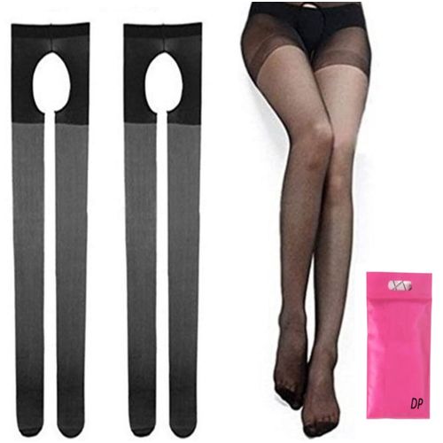 Bravebird bb600 Perforated Stockings, Pantyhose, High Quality, Open Crotch, Set of 3, Sexy, Cosplay, Compression, Glossy (3 Black)