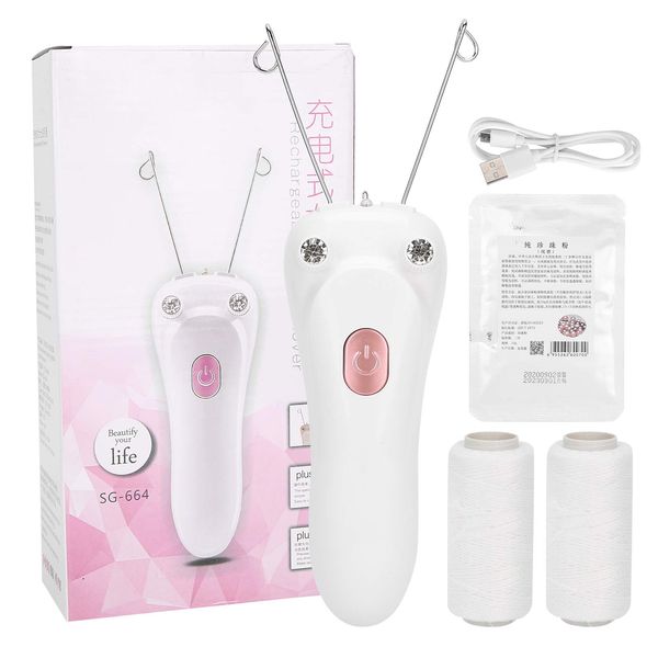 Cotton Thread Epilator Electric Cotton Thread Epilator Facial Epilator Hair Removal Machine Hair on Face & Chin[Pink]