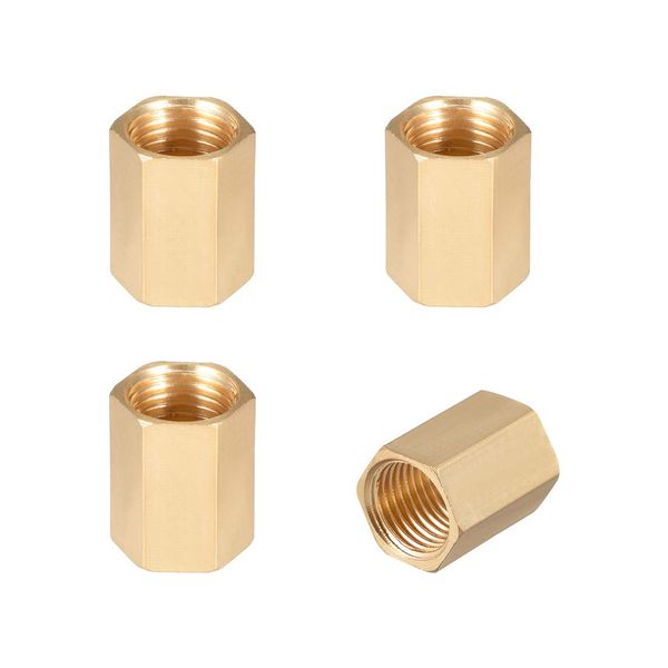 sourcing map 4 Stk. Messing Rohrfitting, 1/4"G Innengewinde, gerade Stange, Rohrfitting de