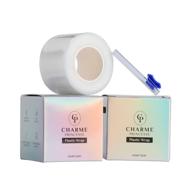 Charme Princesse 2 Pack Disposable Eyebrow Tattoo Plastic Wrap 300 Meters Preservative Film Permanent Eyebrow Makeup Supplies for Eyebrow Lips TA628-2