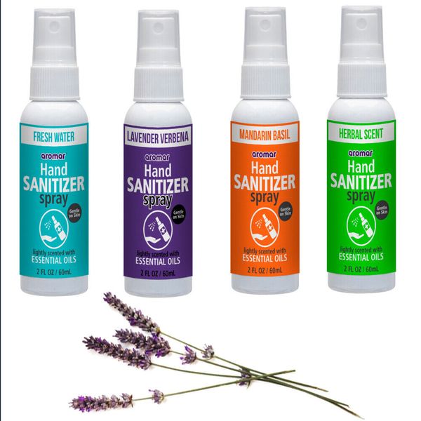 Fresh Lightly Scented Hand Sanitizer Spray: 2 Bottles Gentle Essential Oils Moi