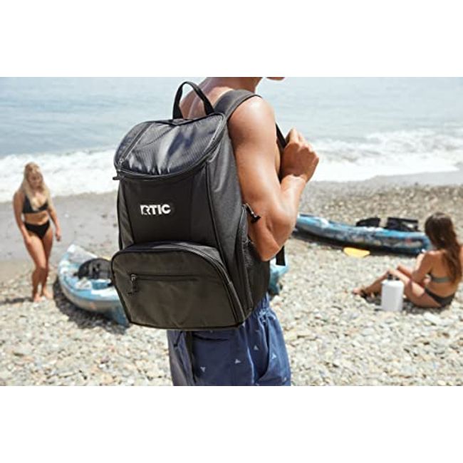 RTIC Lightweight Backpack Cooler, Black, 15 Can, Portable Insulated Bag,  for Men & Women, Great for Day Trips, Picnics, Camping, Hiking, Beach, or