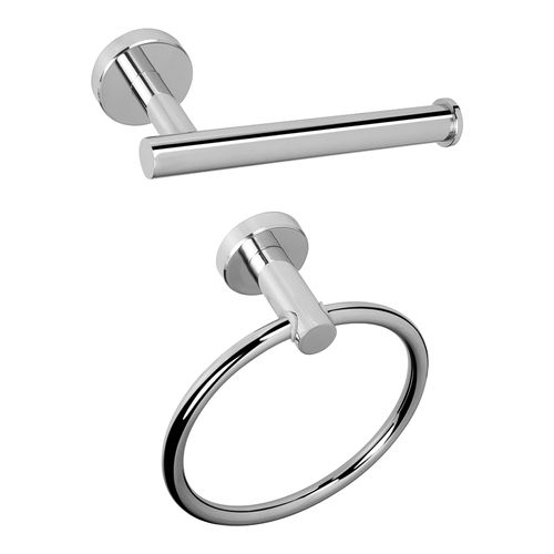 NearMoon 2 Pieces Bathroom Hardware Accessories, Towel Ring and Toilet Paper Holder- Stainless Steel Bath Towel Hanger and Hand Towel Holder, Wall Mounted (Chrome Finish)