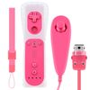 OSTENT Motion Sensor Remote Controller + Wired Nunchuck Combo Compatible for Nintendo Wii Console Color Pink