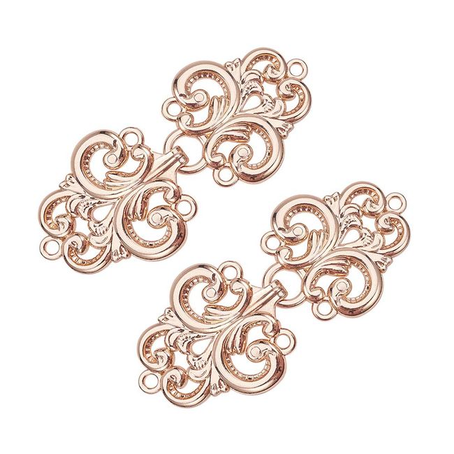 WANDIC Cloak Clasp Fastener, 2 Pairs Swirl Flower Shaped Cardigan Clip Cape Clasp Retro Cape Clasp, Gold Color