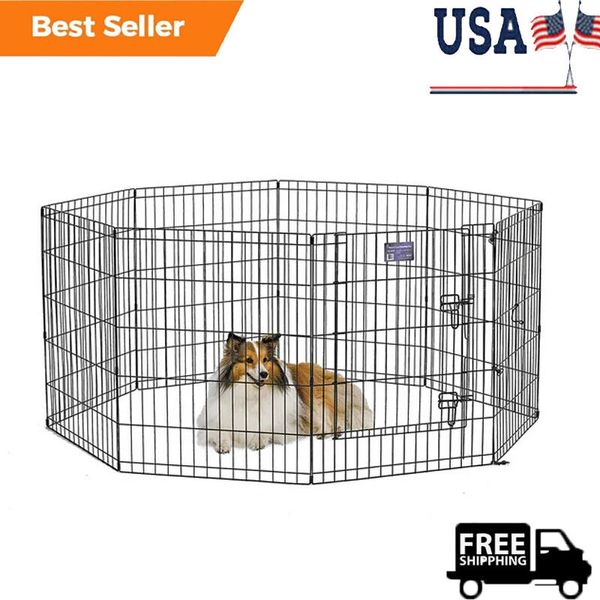 Pet Dog Playpen w/ Door Exercise Puppy Playpen Indoor/Outdoor Garden Patio 30"H