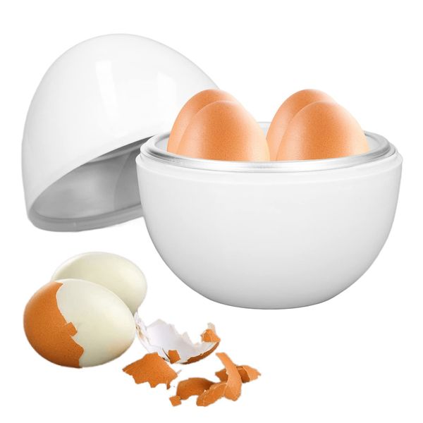 Electric Egg Cooker for Hard Boiled,Egg Cooker, 4 Eggs Capacity Compact Design ABS Material Egg Shape Microwave Function Egg Boiler, Compact Size, Mini Breakfast Machine, Egg Steamer