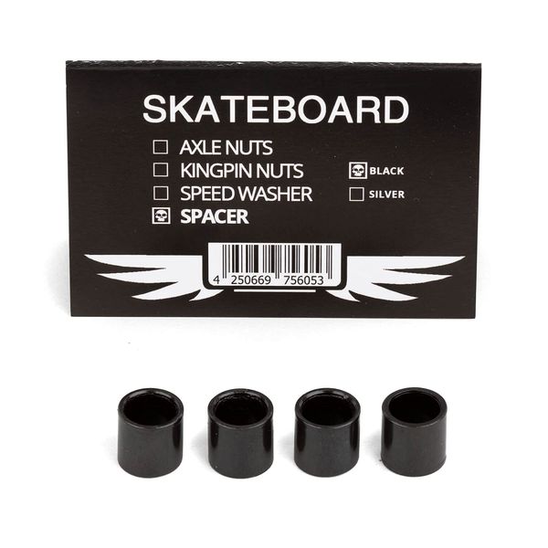 Skateboard Hardware Spacer Bearing Sleaves Set Black - Longboard Achsen Spacer Set für Kugellager