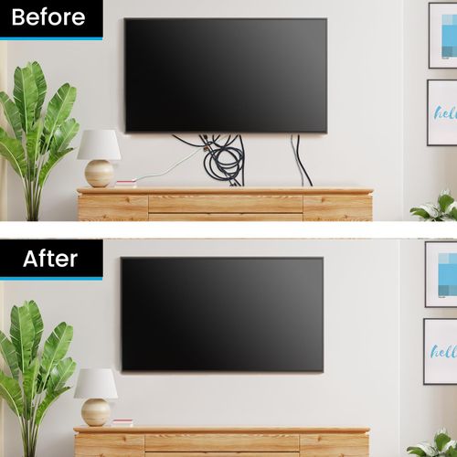 EVEO TV Cord Hider for Wall Mounted TV - TV Cord Hider Kit, Cord Hiders for TV on Wall, Wire Hiders for TV on Wall & Behind Wall TV Wire Kit Cable Hider for Wall Mount TV Cable Hider Wall kit (White)
