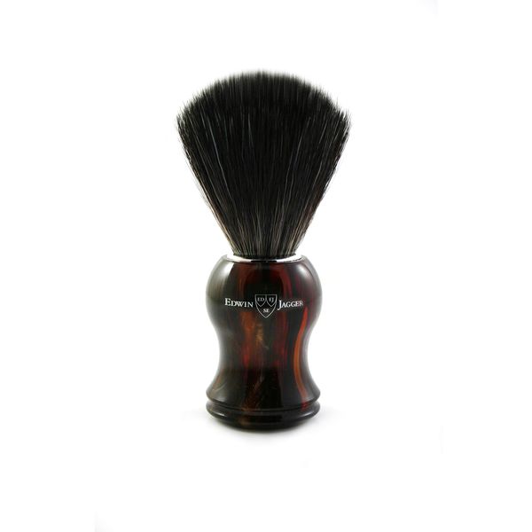 Edwin Jagger 21P33 Imitation Tortoiseshell Shaving Brush (Black Synthetic)