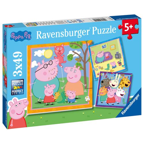RAVENSBURGER Puzzle Ravensburger 05579 Family and Friends 3 x 49 Pieces Peppa Pig Puzzle for Children from 5 Years