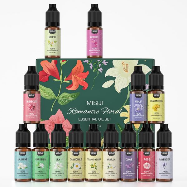 MISIJI Essential Oils Set for Home Diffuser Rose for Diffuser and Aromatherapy 14x10ml