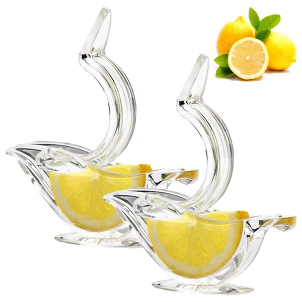 JOAOXOK Lemon Juicer Squeezer,2pcs Portable Transparent Fruit Juicer,Hand Juicer for Orange Lemon Lime Pomegranate,Elegance Bird Shape Hand Juicer (2)