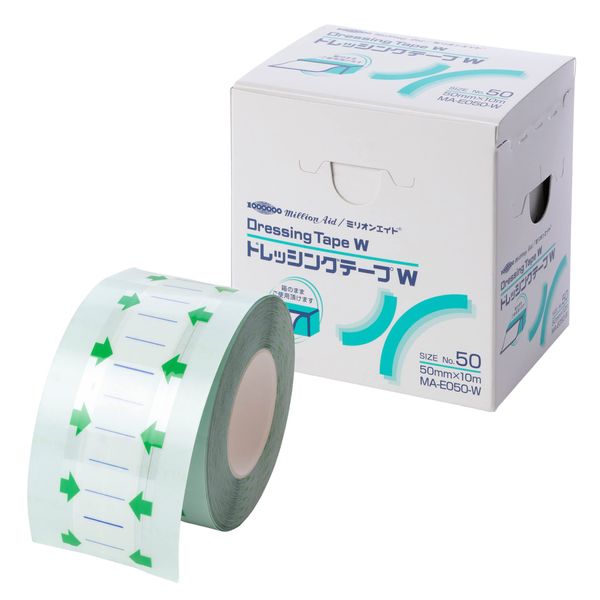 Million Aid MA-E050-W Dressing Tape, W, 2.0 inches (50 mm) x 32.8 ft (10 m), 1 Roll, Film Dressing, 20 Micron, Waterproof Film Roll