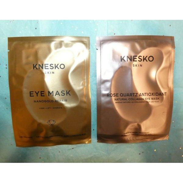 2 NEW KNESKO SKIN Rose Quartz Antiox. Natural Collagen Nanogold Repair Eye Masks