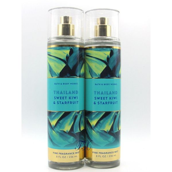 BATH & BODY WORKS THAILAND SWEET KIWI & STARFRUIT BODY MIST 8 OZ (LOT OF 2 PCS)