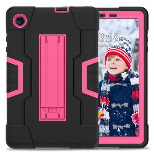 Dteck for TCL TAB 8 LE Android 12 Tablet Case 8.0" 2023 Release (Model 9137W), Plastic Shell Shockproof Protective Hard Back Cover Case with Kickstand, Drop Protection Lightweight Cover, Black/Rose