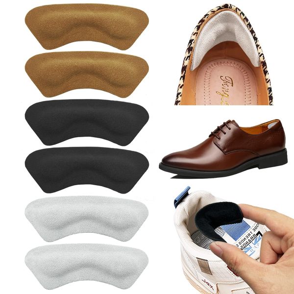 Cowhide Leather, Prevents Blipping and Slipping Pads, Prevents Heels, Prevents Paking Off, Shoes, Adjustable Size, Shoes, Heel Pad, Shoe Heel Cushion, Heel Pain Reduction, 3 Pairs, 3 Colors, Thickness 0.3 inches (8 mm)