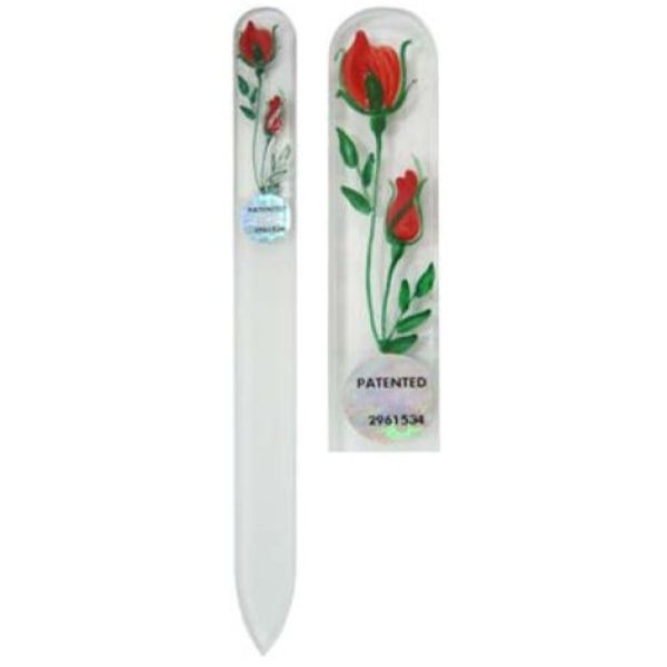 Blazek Glass Nail File Hand Painted Medium 140mm Czech Red 82SYP102