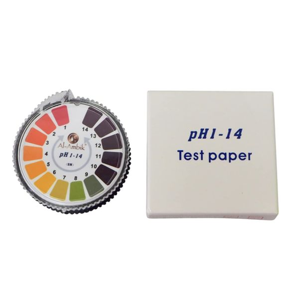 Al-Ambik® pH Indikatorpapier auf Rolle I 5 Meter pH Teststreifen I pH-Tester mit Messbereich pH 1-14 I Universal pH-Wert Messer für Wasser & Alkohol I Hochwertiges Lackmuspapier mit Farbskala