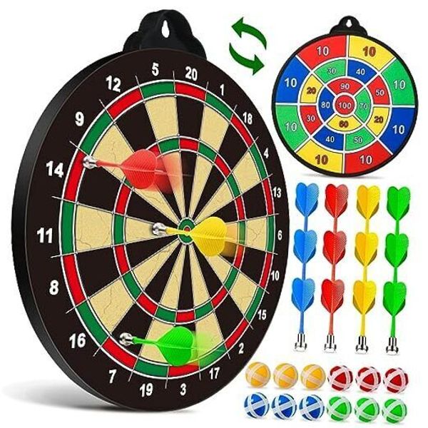 Dart Board Toys for Boys Age 8-12, 2 in 1 Magnetic & Felt Dartboard, Indoor