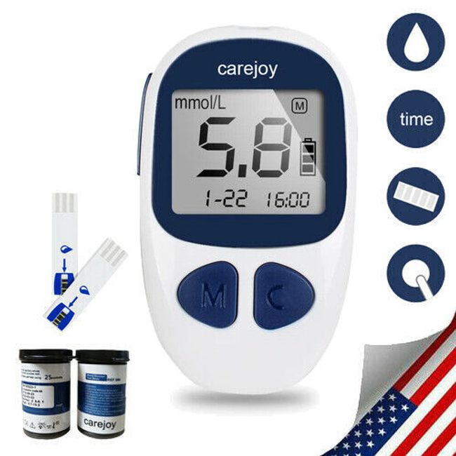 Carejoy Blood Glucose Meter Kit Glucometer Diabetes Sugar Monitor + 50 Strips&La