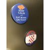 HUMOUR - HORNY DEVIL - RED ON WHITE BACKGROUND - 38mm Round Fridge Magnet