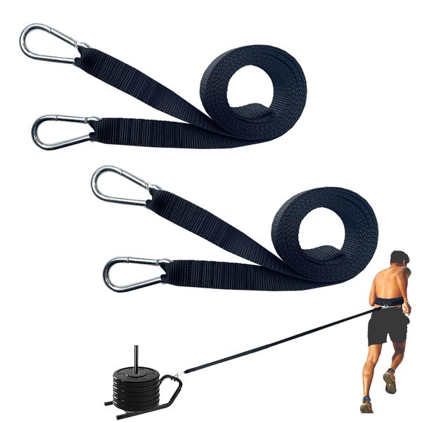 CORECISE Weight Sled Pulling Strap Belt,Sled Trainer Pull Leash of Sled Harness,for Strength Speed Agility Training (Strap 2pcs)
