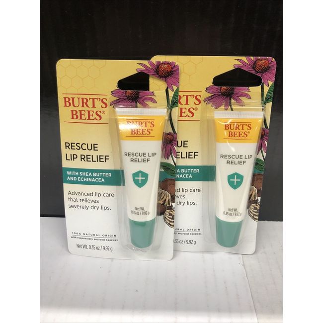 2 Pack - Burt's Bees Rescue Lip Relief - Shea Butter And Echinacea .35oz Ea