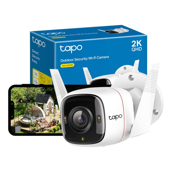 Tapo 2K QHD Wireless Outdoor Security Camera, IP66 Weatherproof, Motion Detection, Starlight, Built-in Siren, 4MP, Colour Night Vision, Cloud&SD Card Storage, (Tapo C320WS),Packaging may vary