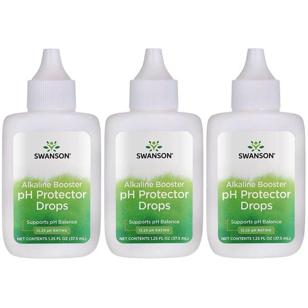 Swanson Alkaline Booster - pH Protector Drops with 12.25 pH Rating - Make Your Own Alkaline Water - Add to Distilled Water to Help Maintain pH Balance (1.25 Fl Oz) 3 Pack