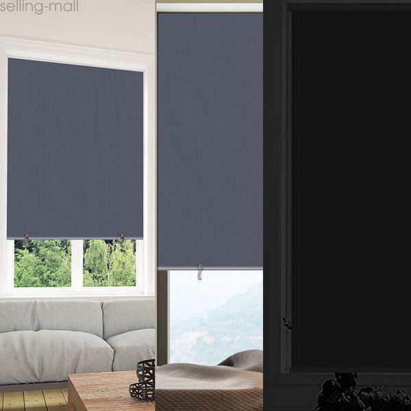 100% Blackout Roller Shades Window Curtains Cordless Door Blind Light Blocking