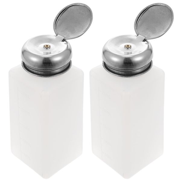 ULTECHNOVO 250ml Dispenser Anti-Static Push Down Pump Bottles Lockable Square Plastic Bottles, 2Pcs