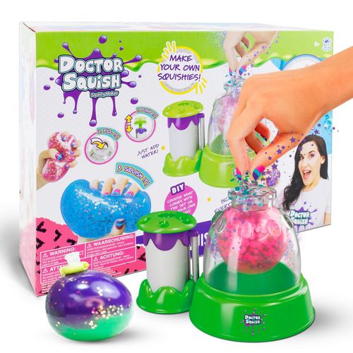 Doctor Squish: Squishy Maker, New Shiny Glitter Station Maker, Decorate with Confetti, Sparkles & Colored Ink, Variety of Sizes, Just Add Water to Make Your Own Slime, For Ages 8 & up