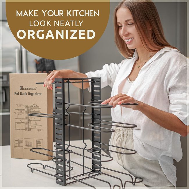 Geekdigg 8+ Pantry & Countertop Pot & Pan Organizer Rack