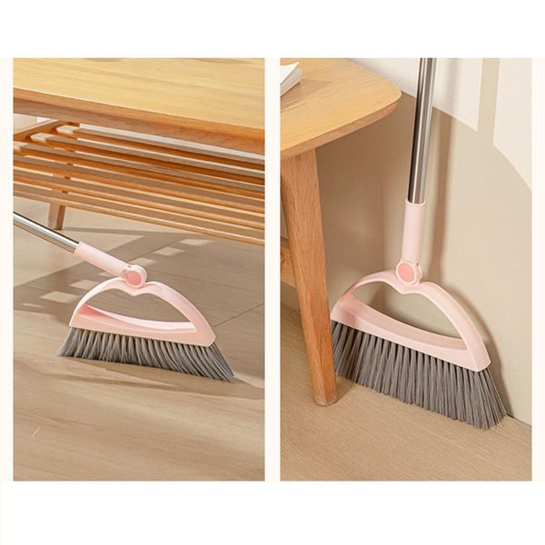 2Pcs Broom And Dustpan Set Dense Pet Bristles with Long Handle 180° Rotatable