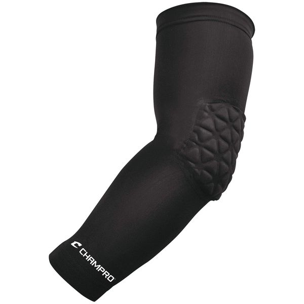 CHAMPRO Tri-Flex Compression Arm Sleeve with Elbow Padding, Medium, Black