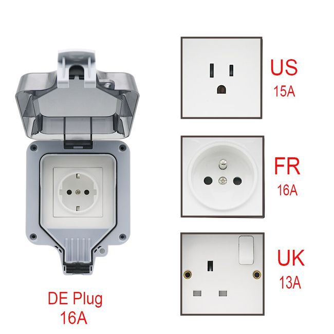 Wireless Remote Control 15A 220VAC Power Outlet European Standards Plug  Socket