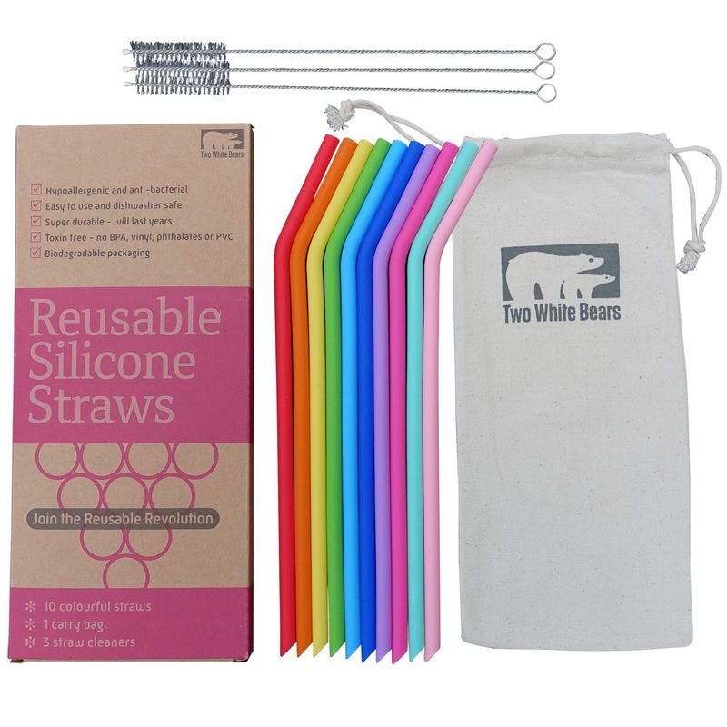 Reusable Drinking Straws 10 Pack. Food Grade Silicone. One Tree Planted ...