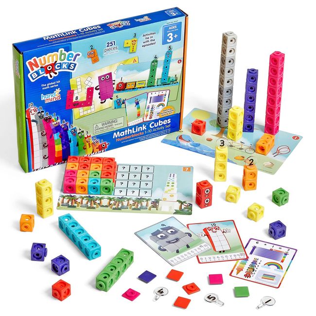 Learning Resources NumberBlocks MathLink Cubes Number Blocks, 1-10 Cubes, 100 Pieces, Activity Set, Math Toy, Japanese Guide Included, 93417-J, Authentic Product