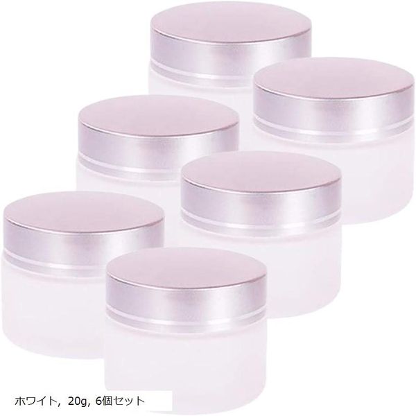 5x points on all items until 11/11 1:59 Rakuten Ranking #1 Cream container 20g Frosted glass Light-blocking Aroma Hand cream Light-blocking bottle White Bottle Storage Refill Set of 6 (White, 20g, Set of 6)