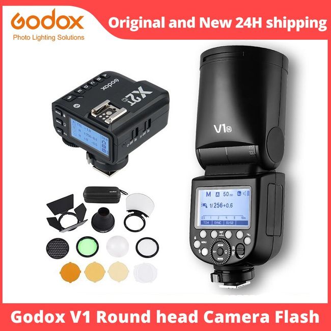 Godox V1 Flash TTL HSS 1/8000s Speedlite Flash + AK-R1 For Nikon Canon Sony  US