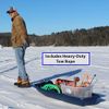 Flexible Flyer Winter Trek Large Pull Sled for Adults. Plastic Toboggan for Snow Sledding, Ice Fishing, Work, Blue, 66 x 20 x 6 inches