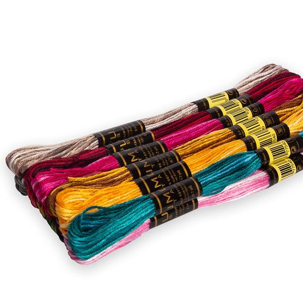 UMC STAG Pack of 12 Premium Embroidery Thread | 100% Egyptian Cotton Premium Skeins | Cross Stitch Embroidery Floss | Oeko TEX Certified Stranded Cotton | Ideal for Arts & Crafts (Variegated)