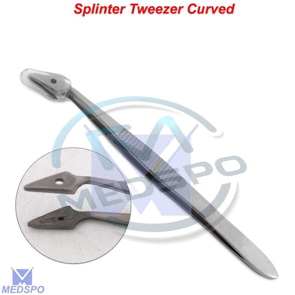 Surgical Splinter Curved Tweezers 9 cm Medical Forceps and Veterinary Instrument