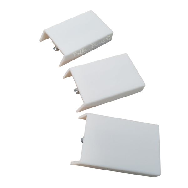 Generic 3 Pack Square Flag Hinge Replacement Covers, White, Plastic, Painted, Hole Style, 4.5cm x 7.4cm Each