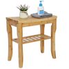 Wooden Bamboo Shower Bench Bath Spa Seat Chair w/Storage Shelf Organizer Stool